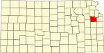 Map of Kansas highlighting Douglas County